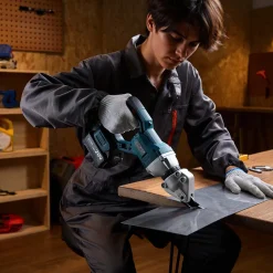 VEVOR Metal Shear, Cordless Sheet Metal Cutter with 360-Degree Pivoting Head, Double Blades, 110VAC 20VDC, Cuts 18 GA Galvanized Steel, 20 GA Stainless Steel, Aluminum, Plastic, Cardboard, 2800SPM