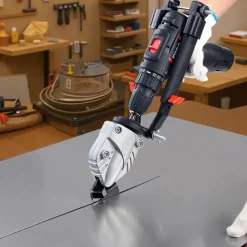 VEVOR Metal Shear/Cutter Drill Attachment, Sheet Metal Cutter with 360-Degree Pivoting Head, Sharp Blades,Ideal for 18 GA Galvanized Steel, 20 GA Stainless Steel, Aluminum Plate, Plastic, Cardboard