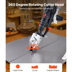 VEVOR Metal Shear/Cutter Drill Attachment, Sheet Metal Cutter with 360-Degree Pivoting Head, Sharp Blades,Ideal for 18 GA Galvanized Steel, 20 GA Stainless Steel, Aluminum Plate, Plastic, Cardboard