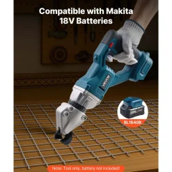 VEVOR Metal Shear, Sheet Metal Cutter Cordless with 360-Degree Pivoting Head, Double Blades, 25000 RPM Speed, Cuts 18 GA Galvanized Steel, 20 GA Stainless Steel, Aluminum Plate, Plastic, Cardboard