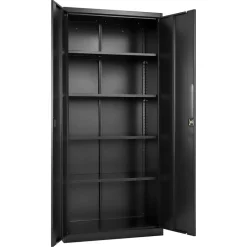 VEVOR Metal Storage Cabinet, 68.9 in Lockable Steel Garage Cabinet with 4 Adjustable Shelves, 2 Magnetic Doors, 2 Keys, 5 Tiers Tool Storage for Pantry, Warehouse, Basement, Laundry, Office, Black