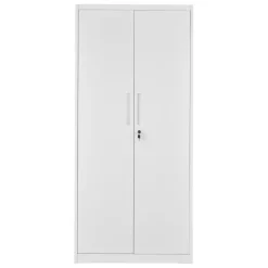 VEVOR Metal Storage Cabinet, 68.9 in Lockable Steel Garage Cabinet with 4 Adjustable Shelves, 2 Magnetic Doors, 2 Keys, 5 Tiers Tool Storage for Pantry, Warehouse, Basement, Laundry, Office, White