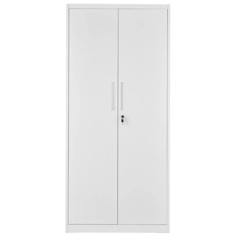 VEVOR Metal Storage Cabinet, 68.9 in Lockable Steel Garage Cabinet with 4 Adjustable Shelves, 2 Magnetic Doors, 2 Keys, 5 Tiers Tool Storage for Pantry, Warehouse, Basement, Laundry, Office, White
