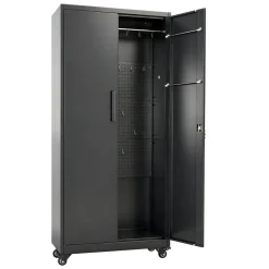 VEVOR Metal Storage Cabinet, 70.6 in Rolling Steel Garage Cabinet with Adjustable Shelves, 2 Magnetic Doors, Hanging Rod & 3 Rod Hooks, 5 Tiers Lockable Tool Storage for Pantry, Warehouse, Basement