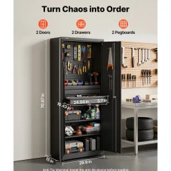 VEVOR Metal Storage Cabinet, 180 lbs Shelf Load Capacity, 70.87