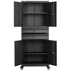 VEVOR Metal Storage Cabinet with Wheels, 180 lbs Shelf Load Capacity, 75