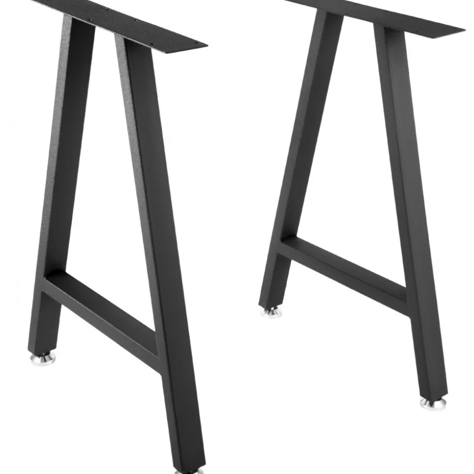 VEVOR Metal Table Legs 28 x 17.7 inch A-Shaped Desk Legs Set of 2 Heavy Duty Bench Legs with Polyurethane Coating, Furniture Legs with Floor Protectors, Wrought Iron Coffee Table Legs for Home DIY Bla