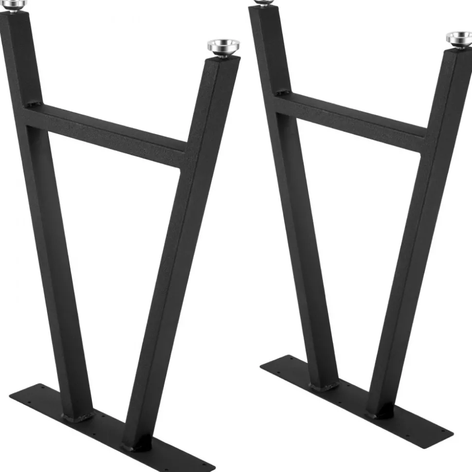 VEVOR Metal Table Legs 28 x 17.7 inch A-Shaped Desk Legs Set of 2 Heavy Duty Bench Legs with Polyurethane Coating, Furniture Legs with Floor Protectors, Wrought Iron Coffee Table Legs for Home DIY Bla