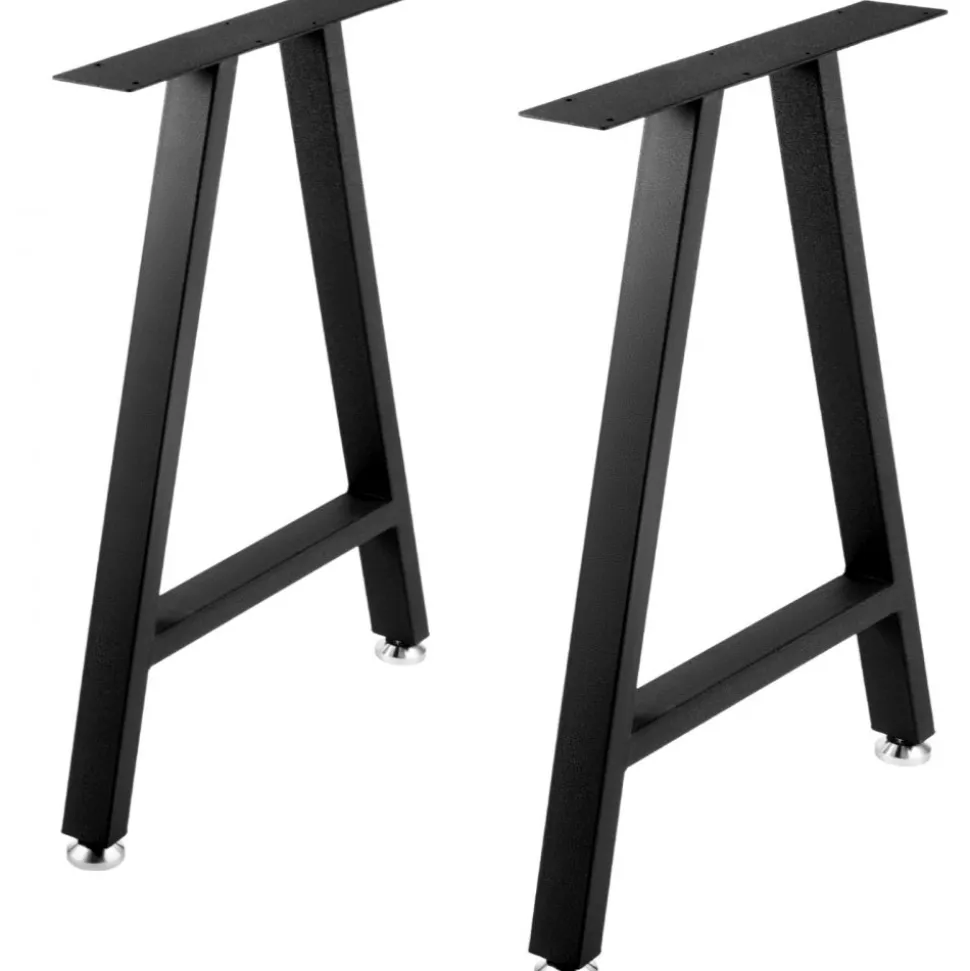 VEVOR Metal Table Legs 28 x 17.7 inch A-Shaped Desk Legs Set of 2 Heavy Duty Bench Legs with Polyurethane Coating, Furniture Legs with Floor Protectors, Wrought Iron Coffee Table Legs for Home DIY Bla