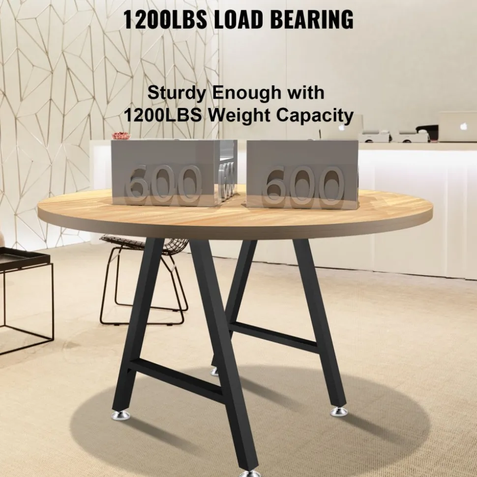 VEVOR Metal Table Legs 28 x 17.7 inch A-Shaped Desk Legs Set of 2 Heavy Duty Bench Legs with Polyurethane Coating, Furniture Legs with Floor Protectors, Wrought Iron Coffee Table Legs for Home DIY Bla