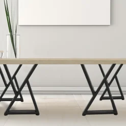 VEVOR Metal Table Legs, 28x18 inch Desk Legs, Set of 2, Heavy Duty Bench Legs, Z Shape Metal Furniture Legs, Wrought Iron Coffee Table Legs, Home DIY for Dining Table with Rubber Floor Protectors, Mat