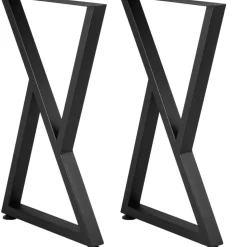 VEVOR Metal Table Legs, 28x18 inch Desk Legs, Set of 2, Heavy Duty Bench Legs, Z Shape Metal Furniture Legs, Wrought Iron Coffee Table Legs, Home DIY for Dining Table with Rubber Floor Protectors, Mat