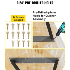 VEVOR Metal Table Legs, 28x18 inch Desk Legs, Set of 2, Heavy Duty Bench Legs, Z Shape Metal Furniture Legs, Wrought Iron Coffee Table Legs, Home DIY for Dining Table with Rubber Floor Protectors, Mat