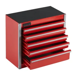VEVOR Metal Tool Box, 8.6-inch, Portable Metal Tool Box with 5 Drawers, Small Tool Chest with EVA Liners and PP Feet Pads, Heavy-Duty Steel With Ball Bearing Opening and Powder Coated Finish, Red
