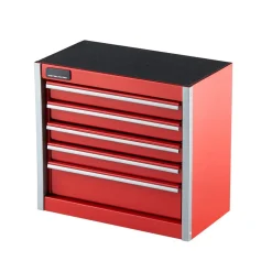VEVOR Metal Tool Box, 8.6-inch, Portable Metal Tool Box with 5 Drawers, Small Tool Chest with EVA Liners and PP Feet Pads, Heavy-Duty Steel With Ball Bearing Opening and Powder Coated Finish, Red