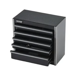VEVOR Metal Tool Box, 8.6-inch, Portable Metal Tool Box with 5 Drawers, Small Tool Chest with EVA Liners and PP Feet Pads, Heavy-Duty Steel With Ball Bearing Opening and Powder Coated Finish, Black