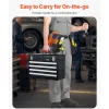 VEVOR Metal Tool Box, 20.5-inch, Portable Metal Tool Box with 3 Drawers, Small Tool Chest with EVA Liners, Ball Bearing Slide Drawers Locking & Powder Coated Finish, Multi-Function Tool Organizer, Red