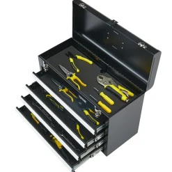 VEVOR Metal Tool Box, 20.5-inch, Portable Metal Tool Box with 3 Drawers, Small Tool Chest with EVA Liners, Ball Bearing Slide Drawers Locking & Powder Coated Finish, Multi-Function Tool Organizer, Red