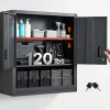 VEVOR Metal Wall Cabinet, 30W x 12.01D x 30H Inch, Steel Floating Hanging Storage Cabinet with Locking Doors and Adjustable Shelf for Garage, Basement, Kitchen, Warehouse Assembly Required, Black