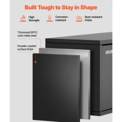 VEVOR Metal Wall Cabinet, 27.56W x 12.01D x 14.02H Inch, Floating Garage Tool Cabinet with Up-Flip Door, 120 lbs Load per Shelf, Fit for Garage, Basement, Kitchen, Warehouse, Assembly Required