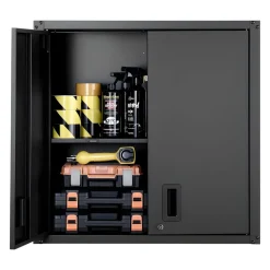 VEVOR Metal Wall Cabinet, 30W x 12.2D x 30H Inch, Steel Floating Hanging Storage Cabinet with Locking Doors and Adjustable Shelf for Garage, Basement, Kitchen, Warehouse Assembly Required, Black
