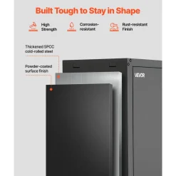 VEVOR Metal Wall Cabinet, 30W x 12.2D x 30H Inch, Steel Floating Hanging Storage Cabinet with Locking Doors and Adjustable Shelf for Garage, Basement, Kitchen, Warehouse Assembly Required, Black