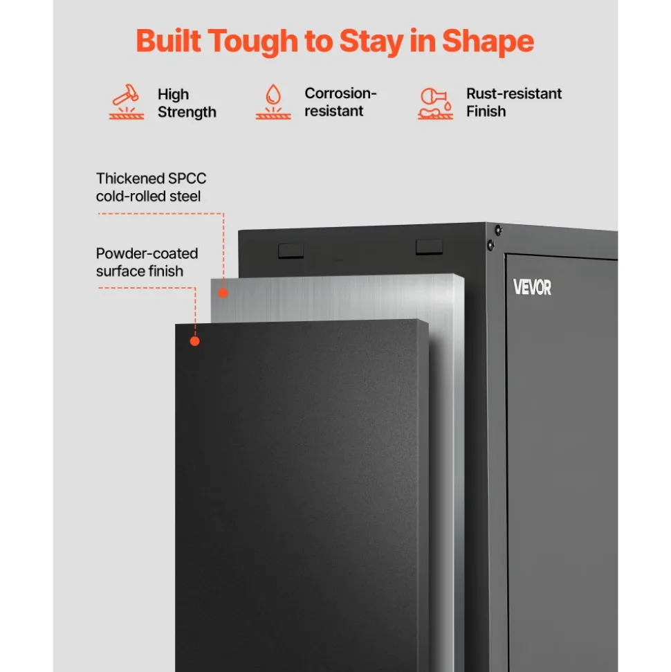 VEVOR Metal Wall Cabinet, 30W x 12.2D x 30H Inch, Steel Floating Hanging Storage Cabinet with Locking Doors and Adjustable Shelf for Garage, Basement, Kitchen, Warehouse Assembly Required, Black