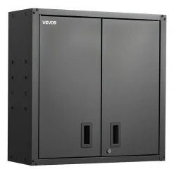 VEVOR Metal Wall Cabinet, 30W x 12.2D x 30H Inch, Steel Floating Hanging Storage Cabinet with Locking Doors and Adjustable Shelf for Garage, Basement, Kitchen, Warehouse Assembly Required, Black