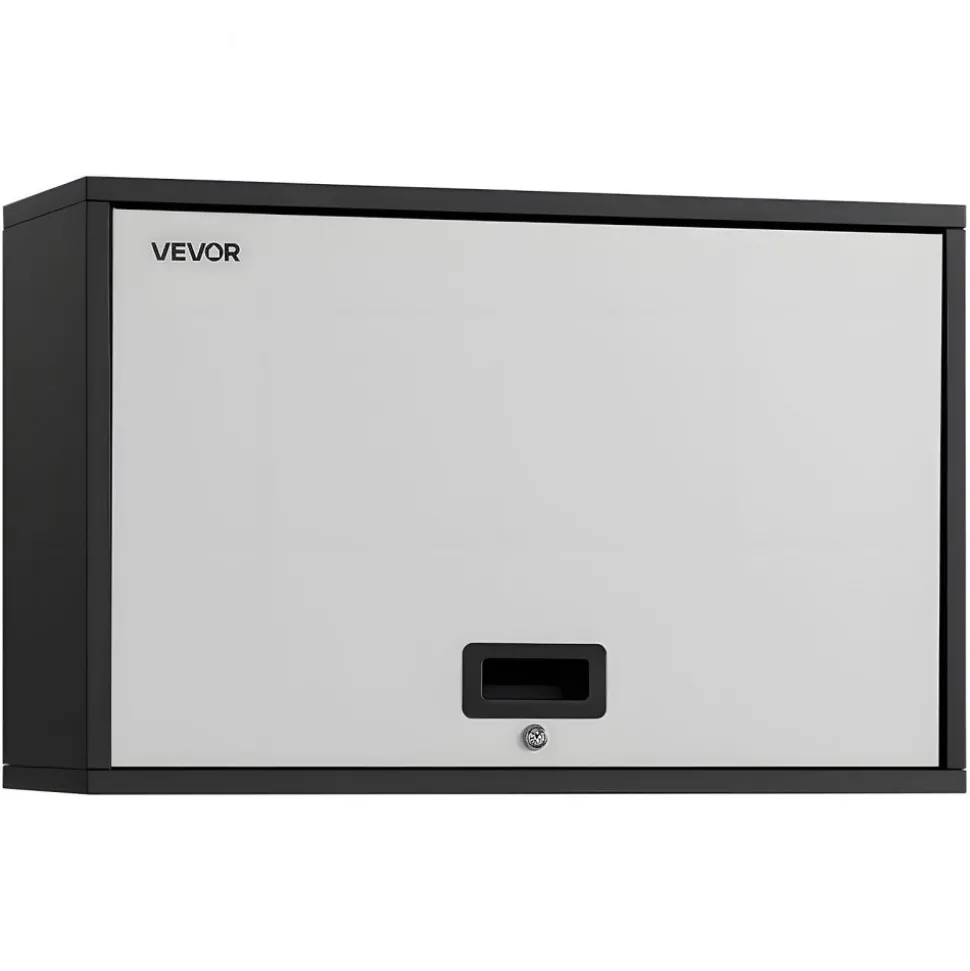 VEVOR Metal Wall Cabinet, 27.56W x 12.01D x 19.69H Inch, Floating Garage Tool Cabinet with Up-Flip Door and Shelf, 240 lbs Load Capacity, Fit for Garage, Basement, Kitchen, Warehouse Assembly Required