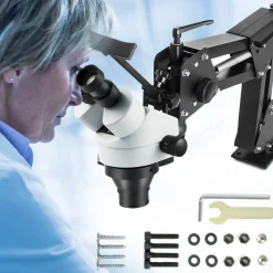 VEVOR Micro Inlaid Mirror Multi-Directional Microscope with Spring Bracket Multi-Directional Micro-Setting Microscope Microscope Gem Diamond Setting Machine with Stand Jewelry Tools 7X-45X