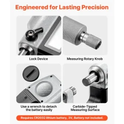 VEVOR Micrometer Set, Digital Outside Micrometer 0-1 inch Measuring Range, 0.00005" Resolution, Ultra-Precision 0.0001 Accuracy, LCD Screen, in/mm Switch, Carbide Tip, with Protective Case