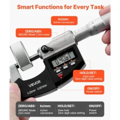 VEVOR Micrometer Set, Digital Outside Micrometer 0-1 inch Measuring Range, 0.00005