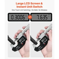 VEVOR Micrometer Set, Digital Outside Micrometer 0-1 inch Measuring Range, 0.00005