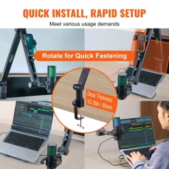 VEVOR Microphone Boom Arm with Desk Mount, 360° Rotatable, Adjustable Mic Stand with 3/8