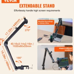 VEVOR Microphone Boom Arm with Desk Mount, 360° Rotatable, Adjustable Mic Stand with 3/8