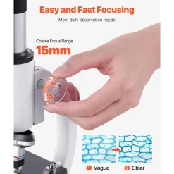VEVOR Microscope for Kids Adults, 40X-2000X Professional Compound Microscope Mobile Phone Adapter with LED Light, for Laboratory, School, Home, Education