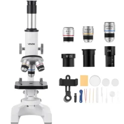 VEVOR Microscope for Kids Adults, 40X-2000X Professional Compound Microscope Mobile Phone Adapter with LED Light, for Laboratory, School, Home, Education