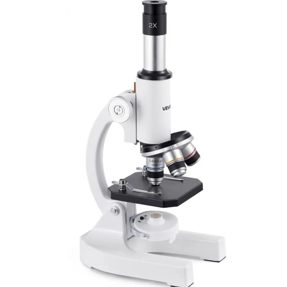 VEVOR Microscope for Kids Adults, 40X-2000X Professional Compound Microscope Mobile Phone Adapter with LED Light, for Laboratory, School, Home, Education