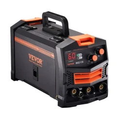 VEVOR MIG Welder, 130Amp Synergic Mig Welding Machine, 110V Gasless Flux Core Welder Machine, Portable Mig Welder with IGBT Inverter Technology and Digital Display Screen