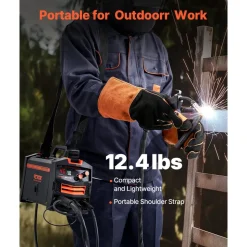 VEVOR MIG Welder, 130Amp Synergic Mig Welding Machine, 110V Gasless Flux Core Welder Machine, Portable Mig Welder with IGBT Inverter Technology and Digital Display Screen