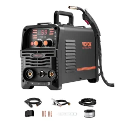 VEVOR MIG Welder, 130Amp Synergic Mig Welding Machine, 3-in-1 Flux Core MIG/Stick/Lift TIG Multi-Process Welder Machine, 110V Portable Mig Welder with IGBT Inverter Technology & Digital Display Screen