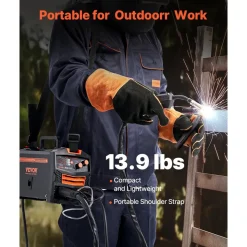 VEVOR MIG Welder, 130A Synergic Mig Welding Machine, 2-in-1 Gas MIG/Gasless Flux Core MIG Multi-Process Welder Machine, 110V Portable Mig Welder with IGBT Inverter Technology & Digital Display Screen