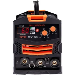 VEVOR MIG Welder, 130A Synergic Mig Welding Machine, 2-in-1 Gas MIG/Gasless Flux Core MIG Multi-Process Welder Machine, 110V Portable Mig Welder with IGBT Inverter Technology & Digital Display Screen
