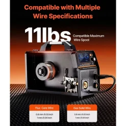 VEVOR MIG Welder, 160A Synergic Mig Welding Machine, 4-in-1 Gas MIG/Flux Core MIG/Stick/Lift TIG Multi-Process Welder Machine, 110V/220V Dual Voltage Mig Welder with IGBT Inverter & LCD Screen Display