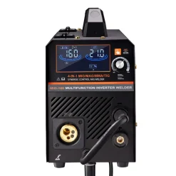 VEVOR MIG Welder, 160A Synergic Mig Welding Machine, 4-in-1 Gas MIG/Flux Core MIG/Stick/Lift TIG Multi-Process Welder Machine, 110V/220V Dual Voltage Mig Welder with IGBT Inverter & LCD Screen Display