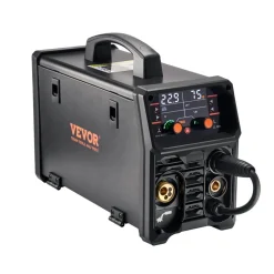 VEVOR MIG Welder, 200A Synergic Mig Welding Machine, 4-in-1 Gas MIG/Flux Core MIG/Stick/Lift TIG Multi-Process Welder Machine, 110V/220V Dual Voltage Mig Welder with IGBT Inverter & LCD Screen Display