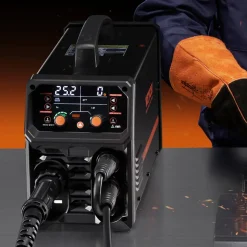 VEVOR MIG Welder, 200A Synergic Mig Welding Machine, 4-in-1 Gas MIG/Flux Core MIG/Stick/Lift TIG Multi-Process Welder Machine, 110V/220V Dual Voltage Mig Welder with IGBT Inverter & LCD Screen Display
