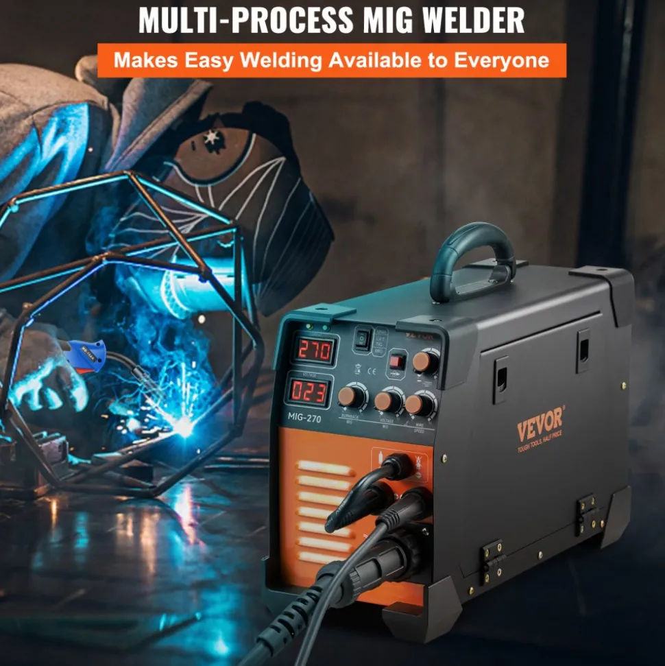 VEVOR MIG Welder, 3 in 1 Welder Welding Machine, 270 Amp MIG Lift TIG Arc Welder 110V 220V Lift TIG Welder Lift ARC Welder Digital Display Combo Welding Machine MMA Stick IGBT DC Inverter Welder