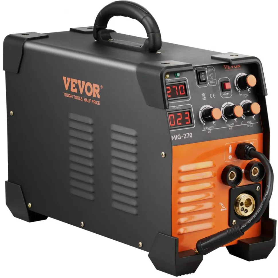 VEVOR MIG Welder, 3 in 1 Welder Welding Machine, 270 Amp MIG Lift TIG Arc Welder 110V 220V Lift TIG Welder Lift ARC Welder Digital Display Combo Welding Machine MMA Stick IGBT DC Inverter Welder