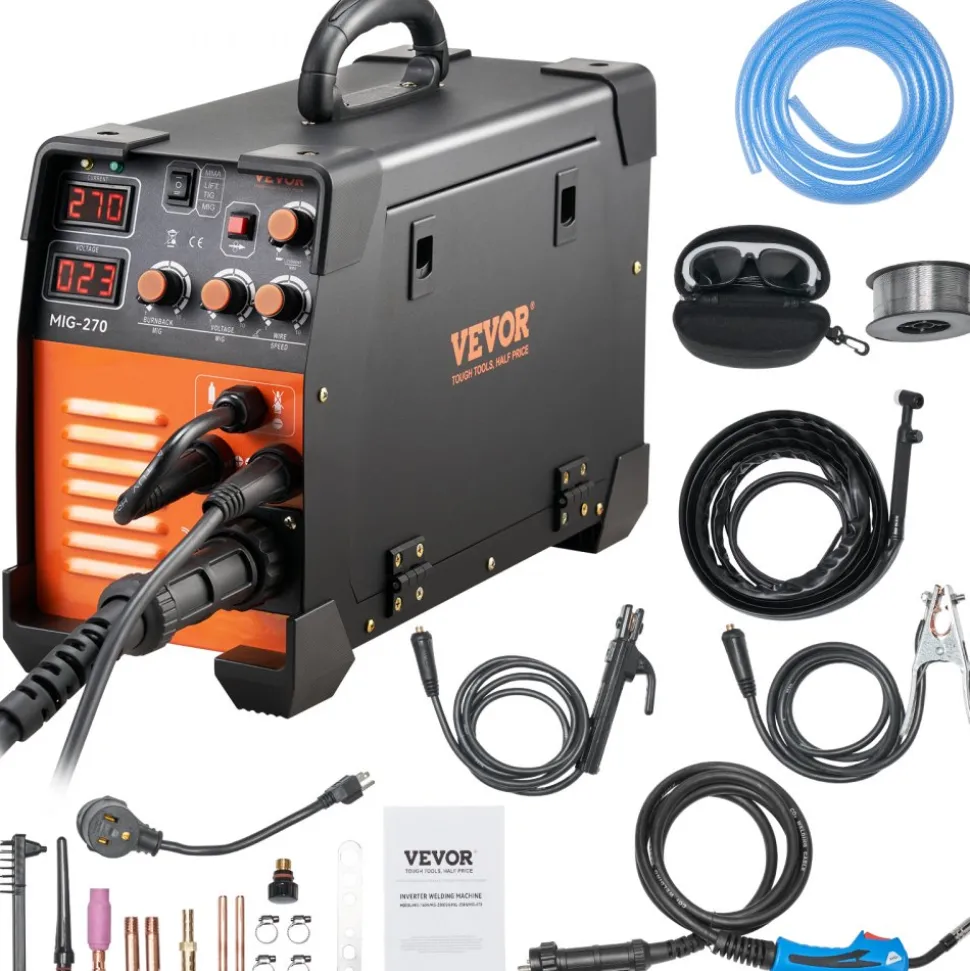 VEVOR MIG Welder, 3 in 1 Welder Welding Machine, 270 Amp MIG Lift TIG Arc Welder 110V 220V Lift TIG Welder Lift ARC Welder Digital Display Combo Welding Machine MMA Stick IGBT DC Inverter Welder
